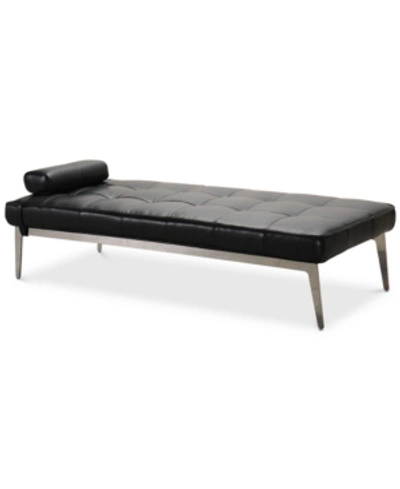 Furniture Myia Tufted Leather Daybed, Created For Macy's In Black