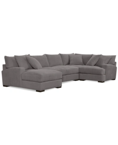 Furniture Rhyder 4-pc. 80'' Fabric Sectional Sofa With Chaise, Created For Macy's In Parallel Dove Grey