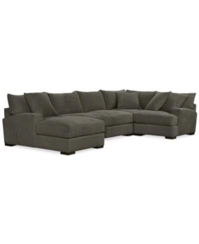 Furniture Rhyder 4-pc. 80'' Fabric Sectional Sofa With Chaise, Created For Macy's In Parallel Charcoal