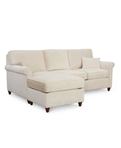 Furniture Lidia 82" Fabric 2-pc. Reversible Chaise Sectional Sofa With Storage Ottoman, Created For Macy's In Gypsy Creme