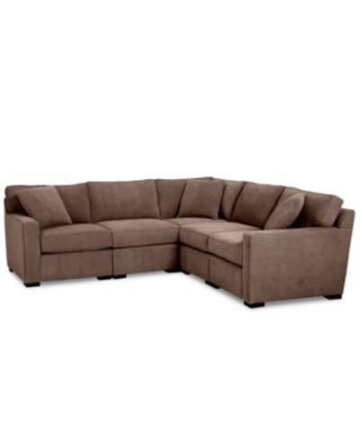 Furniture Radley Fabric 5-pc. Sectional Sofa With Corner Piece, Created For Macy's In Heavenly Java Brown