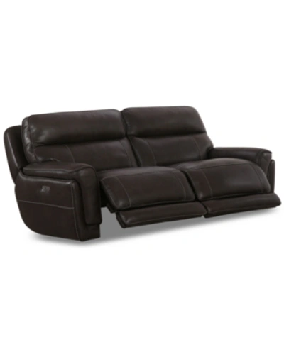 Furniture Closeout! Summerbridge 84" 2-pc. Leather Sectional Sofa With 2 Power Reclining Chairs, Power Headres In Smoke Grey-brown