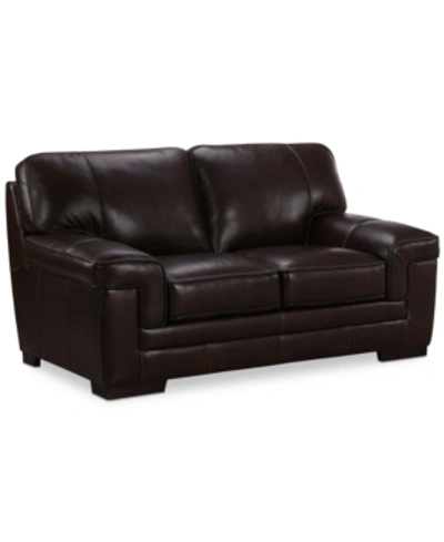 Furniture Myars 69" Leather Loveseat, Created For Macy's In Coffee Brown