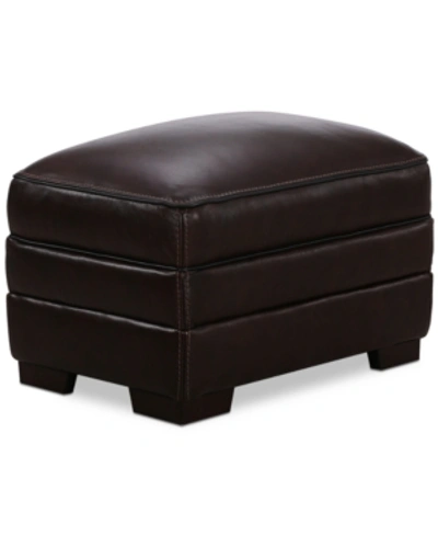 Furniture Myars Leather Ottoman In Charcoal