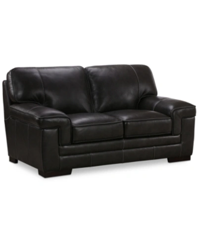 Furniture Myars 69" Leather Loveseat, Created For Macy's In Charcoal