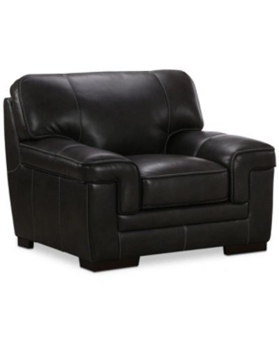Furniture Myars 47" Leather Chair, Created For Macy's In Charcoal