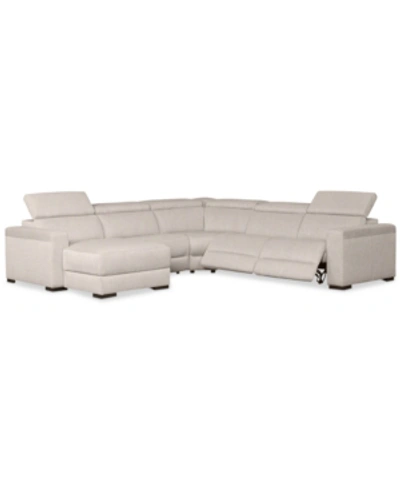 Furniture Nevio 124" 5-pc. Fabric Sectional Sofa With Chaise, Created For Macy's In Mika Beige