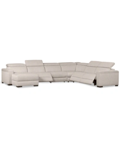 Furniture Nevio 157" 6-pc. Fabric Sectional Sofa With Chaise, Created For Macy's In Mika Beige