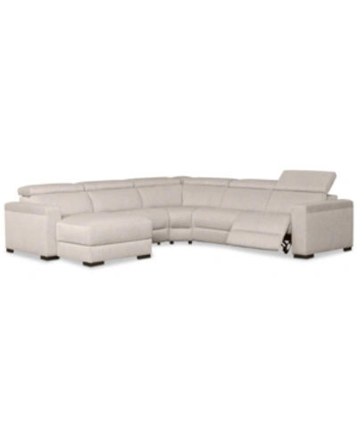 Furniture Nevio 124" 5-pc. Fabric Sectional Sofa With Chaise, Created For Macy's In Mika Beige