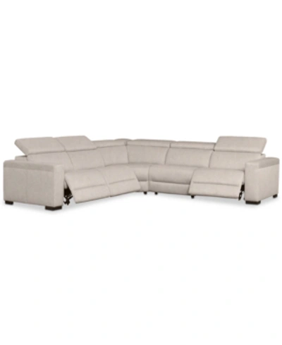 Furniture Nevio 124" 5-pc. Fabric "l" Shaped Sectional Sofa, Created For Macy's In Mika Beige