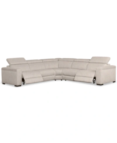 Furniture Nevio 124" 5-pc. Fabric "l" Shaped Sectional Sofa, Created For Macy's In Mika Beige