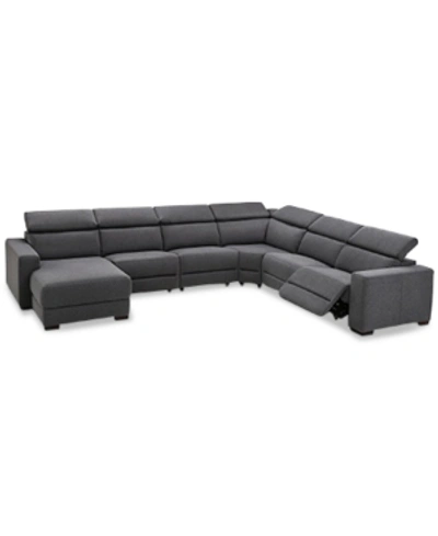 Furniture Nevio 157" 6-pc. Fabric Sectional Sofa With Chaise, Created For Macy's In Slate Grey