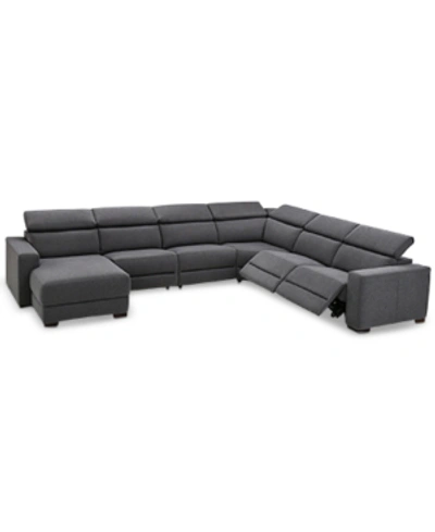Furniture Nevio 157" 6-pc. Fabric Sectional Sofa With Chaise, Created For Macy's In Slate Grey