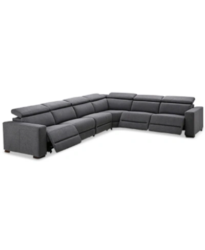 Furniture Nevio 157" 6-pc. Fabric "l" Shaped Sectional Sofa, Created For Macy's In Slate Grey