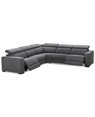 Furniture Nevio 124" 5-pc. Fabric "l" Shaped Sectional Sofa, Created For Macy's In Slate Grey