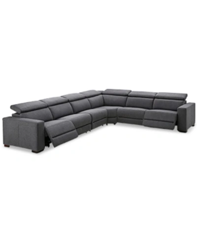 Furniture Nevio 157" 6-pc. Fabric "l" Shaped Sectional Sofa, Created For Macy's In Slate Grey