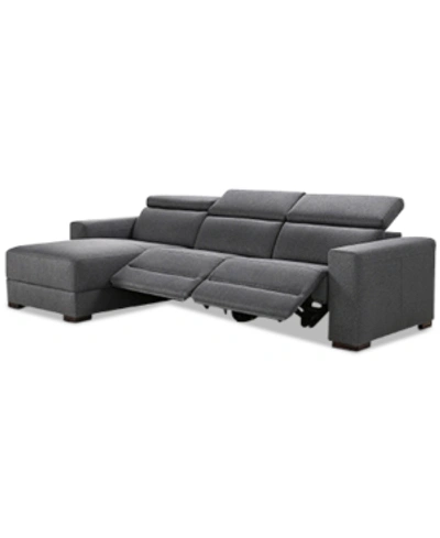 Furniture Nevio 3-pc. Fabric Sectional Sofa With Chaise, Created For Macy's In Slate Grey