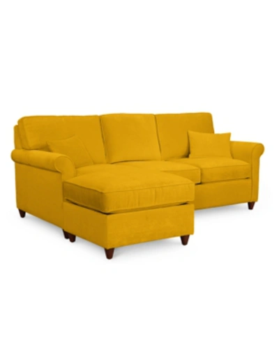 Furniture Lidia 82" Fabric 2-pc. Reversible Chaise Sectional Sofa With Storage Ottoman In Gypsy Arrow Yellow