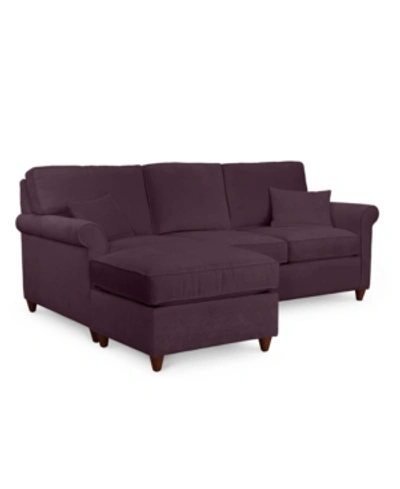 Furniture Lidia 82" Fabric 2-pc. Reversible Chaise Sectional Sofa With Storage Ottoman In Gypsy Eggplant Purple