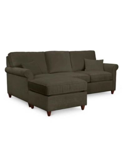 Furniture Lidia 82" Fabric 2-pc. Reversible Chaise Sectional Sofa With Storage Ottoman In Gypsy Flannel Green