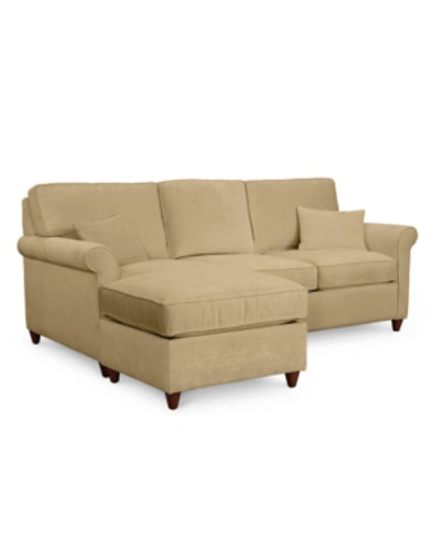 Furniture Lidia 82" Fabric 2-pc. Reversible Chaise Sectional Sofa With Storage Ottoman In Gypsy Grain Tan
