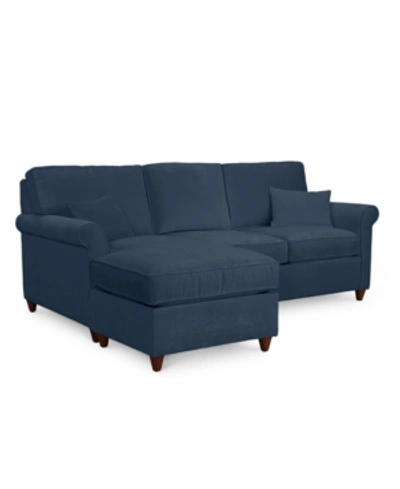 Furniture Lidia 82" Fabric 2-pc. Reversible Chaise Sectional Sofa With Storage Ottoman In Gypsy Navy