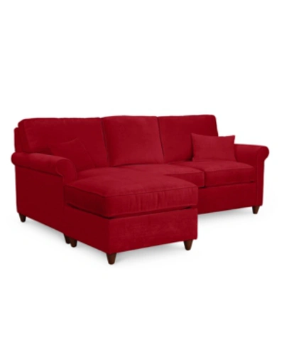 Furniture Lidia 82" Fabric 2-pc. Reversible Chaise Sectional Sofa With Storage Ottoman In Gypsy Scarlet Red