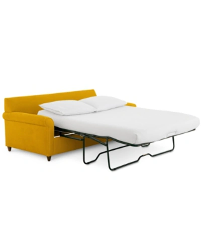 Furniture Lidia 82" Fabric 2-pc. Chaise Sectional Queen Sleeper Sofa With Storage Ottoman In Gypsy Arrow Yellow