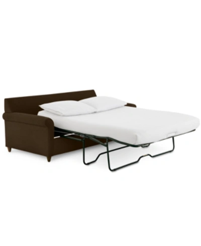 Furniture Lidia 82" Fabric 2-pc. Chaise Sectional Queen Sleeper Sofa With Storage Ottoman In Gypsy Chocolate Brown
