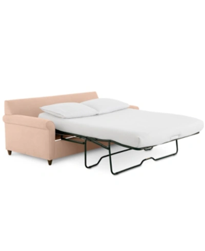 Furniture Lidia 82" Fabric 2-pc. Chaise Sectional Queen Sleeper Sofa With Storage Ottoman In Gypsy Blush