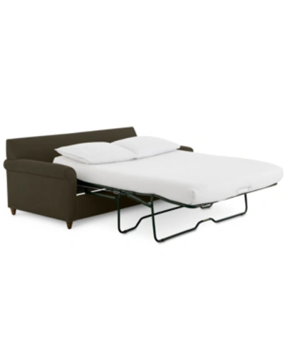 Furniture Lidia 82" Fabric 2-pc. Chaise Sectional Queen Sleeper Sofa With Storage Ottoman In Gypsy Flannel Green