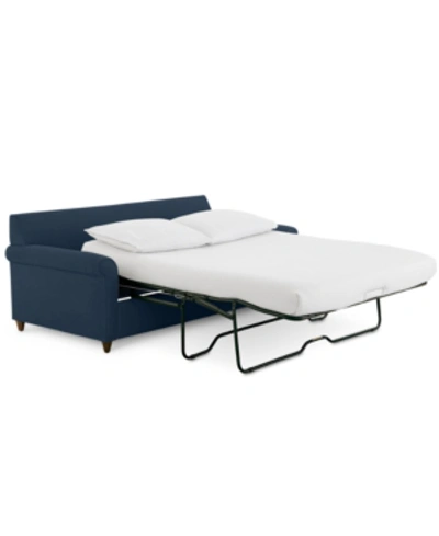 Furniture Lidia 82" Fabric 2-pc. Chaise Sectional Queen Sleeper Sofa With Storage Ottoman In Gypsy Navy