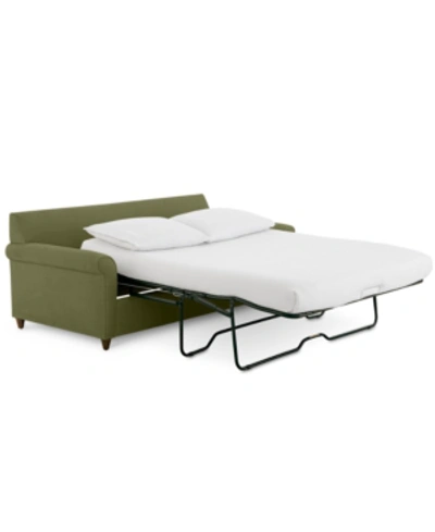Furniture Lidia 82" Fabric 2-pc. Chaise Sectional Queen Sleeper Sofa With Storage Ottoman In Gypsy Safari Green