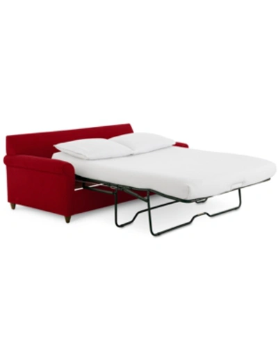 Furniture Lidia 82" Fabric 2-pc. Chaise Sectional Queen Sleeper Sofa With Storage Ottoman In Gypsy Scarlet Red