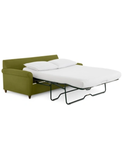 Furniture Lidia 82" Fabric 2-pc. Chaise Sectional Queen Sleeper Sofa With Storage Ottoman In Gypsy Sage Green