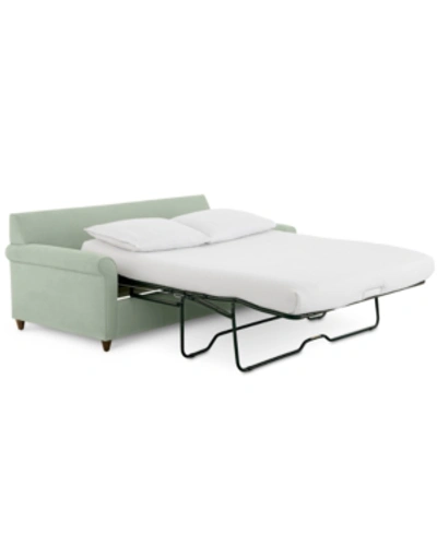 Furniture Lidia 82" Fabric 2-pc. Chaise Sectional Queen Sleeper Sofa With Storage Ottoman In Gypsy Sea Spray Blue