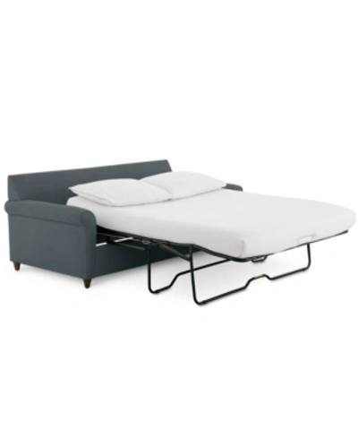 Furniture Lidia 82" Fabric 2-pc. Chaise Sectional Queen Sleeper Sofa With Storage Ottoman In Gypsy Slate Gray