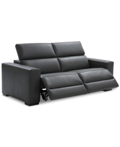 Furniture Nevio 82" 2pc Leather Sofa With 2 Power Recliners, Created For Macy's In Smoke Grey