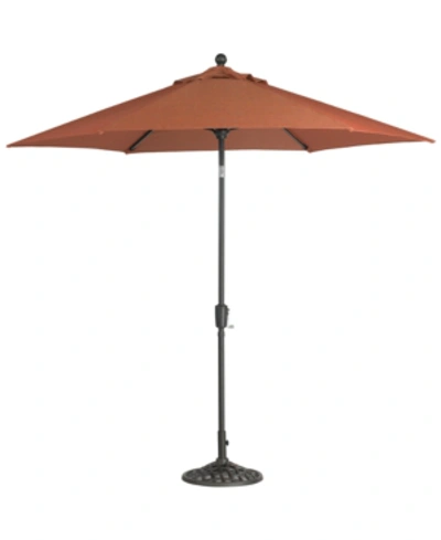 Furniture Chateau Outdoor 9' Push Button Tilt Umbrella With Base, Created For Macy's In Brick Red