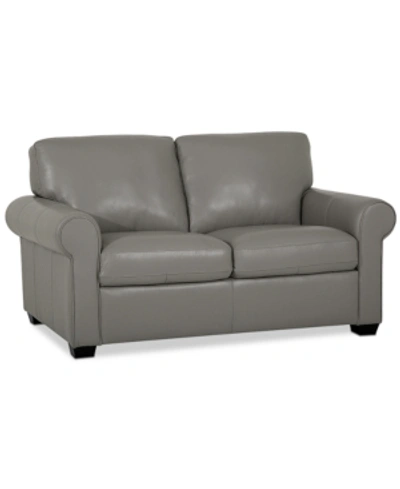 Furniture Orid 59" Leather Roll Arm Loveseat, Created For Macy's In Alloy Grey