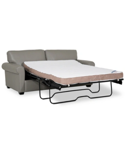 Furniture Orid 77" Full Roll Arm Leather Sleeper, Created For Macy's In Alloy Grey