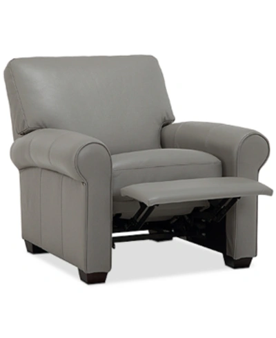 Furniture Orid 36" Leather Roll Arm Pushback Recliner, Created For Macy's In Alloy Grey