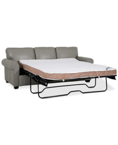 Furniture Orid 84" Queen Leather Roll Arm Sleeper, Created For Macy's In Alloy Grey