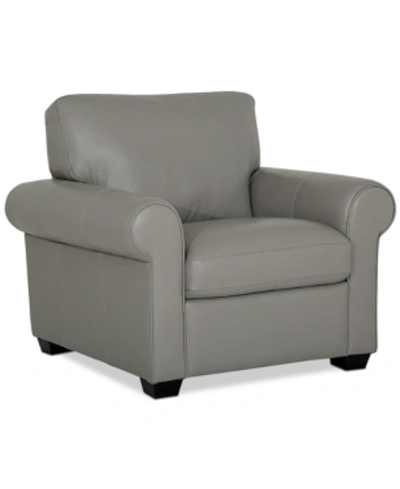 Furniture Orid 36" Leather Roll Arm Chair, Created For Macy's In Alloy Grey
