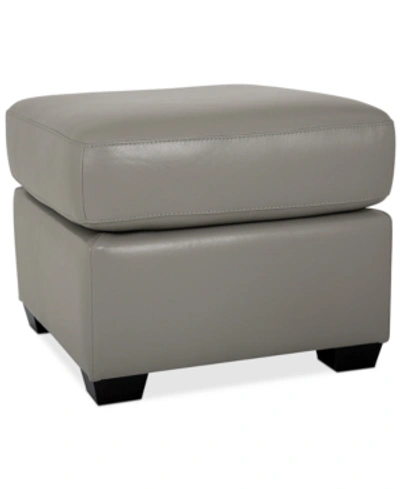 Furniture Orid Leather Ottoman, Created For Macy's In Pewter (special Order)