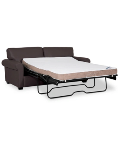 Furniture Orid 77" Full Roll Arm Leather Sleeper, Created For Macy's In Café Brown