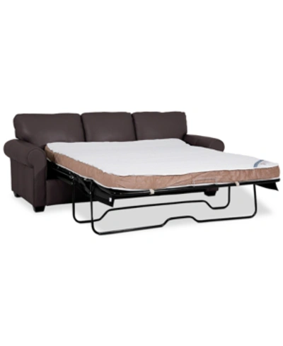 Furniture Orid 84" Queen Leather Roll Arm Sleeper, Created For Macy's In Café Brown