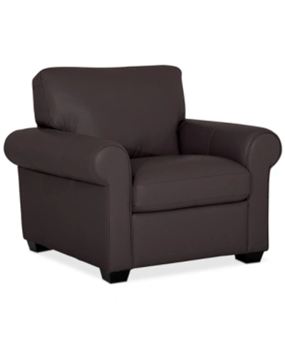 Furniture Orid 36" Leather Roll Arm Chair, Created For Macy's In Café Brown