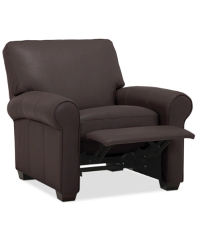 Furniture Orid 36" Leather Roll Arm Pushback Recliner, Created For Macy's In Café Brown