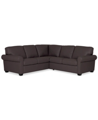 Furniture Orid 2-pc. "l"-shaped Leather Roll Arm Sectional , Created For Macy's In Café Brown